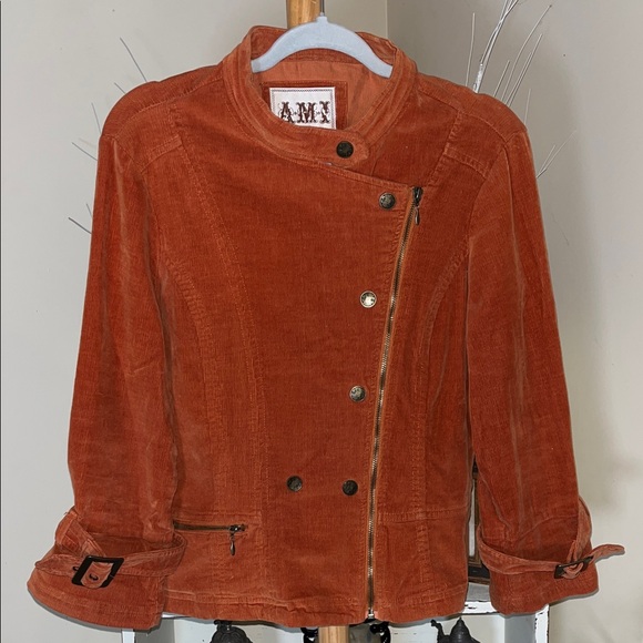 Ami Jackets & Blazers - Women's Rust Corduroy Asymmetrical Zip Jacket